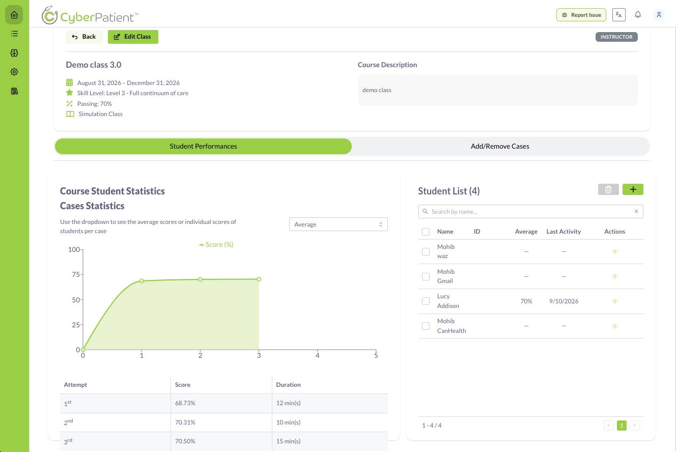 CyberPatient faculty dashboard